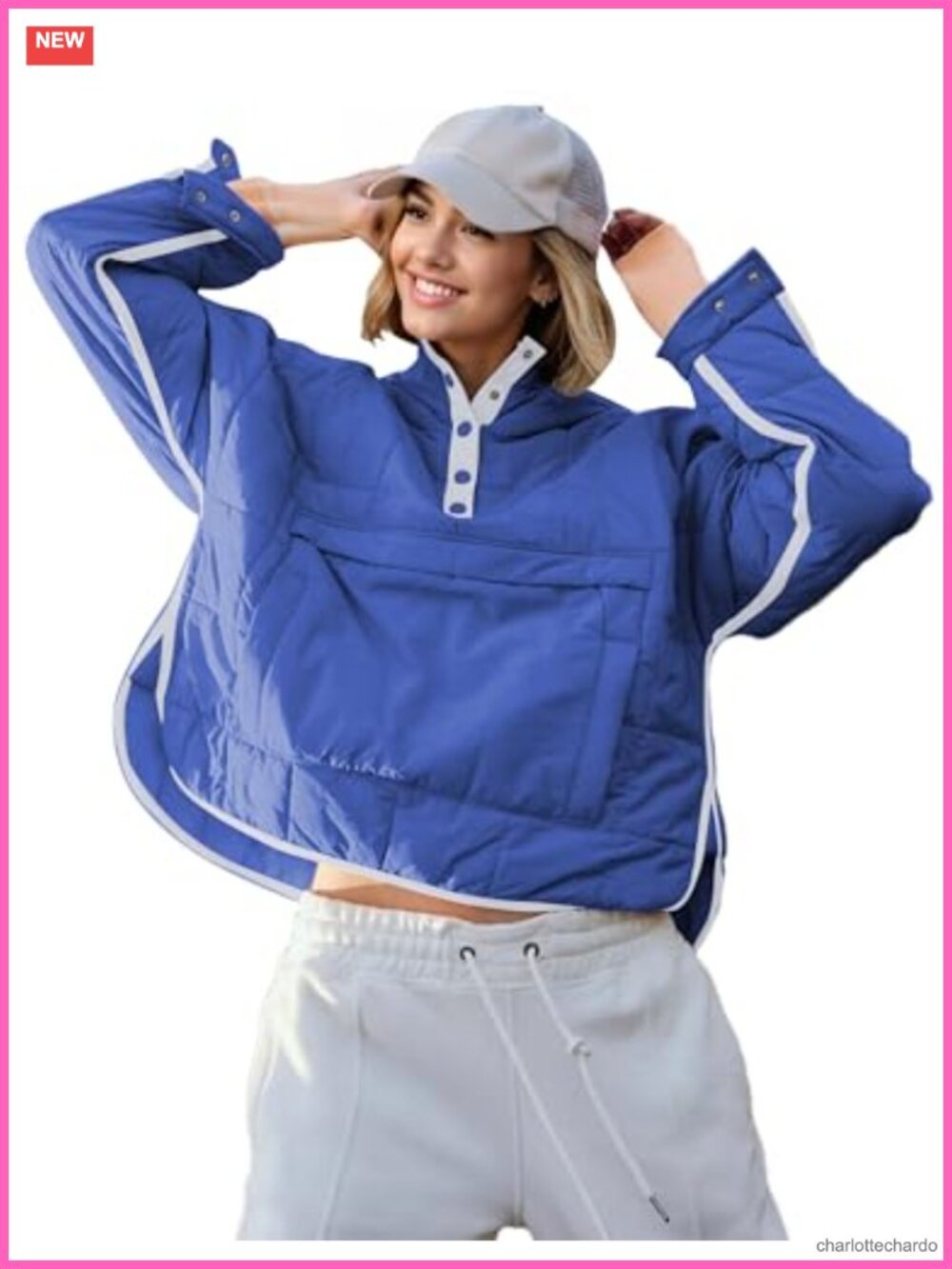 Oversized Quilted Pullover Puffer Jacket Hooded Lightweight Padded Coat